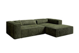 Designer Ecksofa Vasto in Cord – Olive – Rechts
