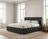 Designer Polsterbett Nino in Samt – Schwarz
