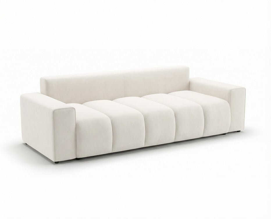 Designer 3 Sitzer Sofa Vena mit Stauraum und Schlaffunktion in Samt