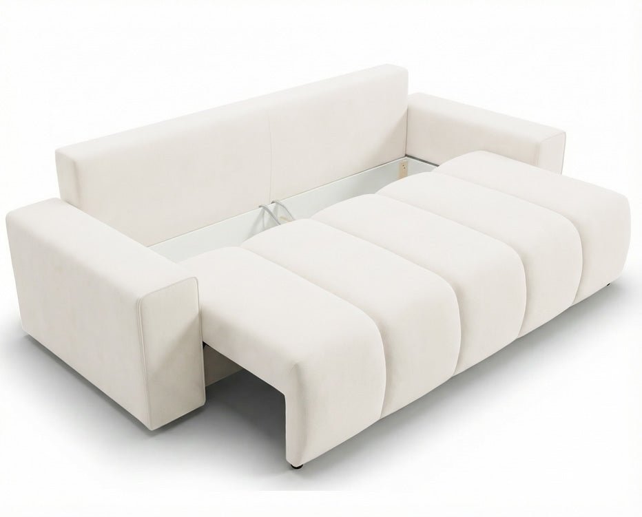Designer 3 Sitzer Sofa Vena mit Stauraum und Schlaffunktion in Samt