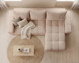 Designer Ecksofa Arvo in Bouclé mit Schlaffunktion & Stauraum – Beige – Rechts