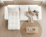 Designer Ecksofa Arvo in Bouclé mit Schlaffunktion & Stauraum – Weiß – Links