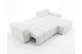 Designer Ecksofa Arvo in Bouclé mit Schlaffunktion & Stauraum – Weiß – Rechts