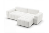 Designer Ecksofa Arvo in Bouclé mit Schlaffunktion & Stauraum – Weiß – Rechts