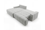 Designer Ecksofa Pino in Samt mit Schlaffunktion & Stauraum – Hellgrau – Links