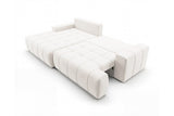 Designer Ecksofa Pino in Samt mit Schlaffunktion & Stauraum – Weiß – Links