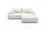 Designer Ecksofa Pino in Samt mit Schlaffunktion & Stauraum – Weiß – Rechts