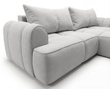 Designer Ecksofa Corso in Samt mit Schlaffunktion & Stauraum – Hellgrau – Rechts