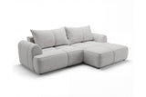 Designer Ecksofa Corso in Samt mit Schlaffunktion & Stauraum – Hellgrau – Rechts