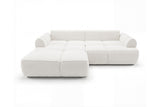 Designer Ecksofa Corso in Samt mit Schlaffunktion & Stauraum – Weiß – Links