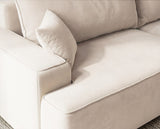 Designer Ecksofa Frido in Samt mit Schlaffunktion & Stauraum – Weiß – Rechts