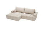 Designer Ecksofa Nemo in Stoff mit Schlaffunktion & Stauraum – Beige – Links