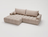 Designer Ecksofa Nemo in Stoff mit Schlaffunktion & Stauraum – Sand – Links