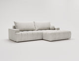 Designer Ecksofa Nemo in Stoff mit Schlaffunktion & Stauraum – Hellgrau – Rechts