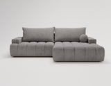 Designer Ecksofa Nemo in Stoff mit Schlaffunktion & Stauraum – Grau – Rechts
