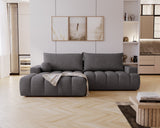 Designer Ecksofa Nemo in Stoff mit Schlaffunktion & Stauraum – Anthrazit – Links
