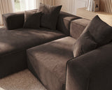 Designer Ecksofa Reno in Samt – Braun – Links