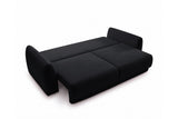 Designer 3 Sitzer Sofa Nora in Samt mit Schlaffunktion & Stauraum – Schwarz