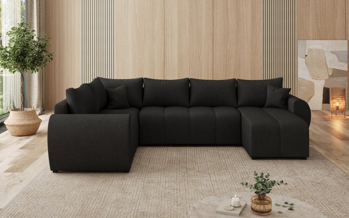 Designer Sofa Sorella U mit Schlaf- und Klappfunktion in Stoff