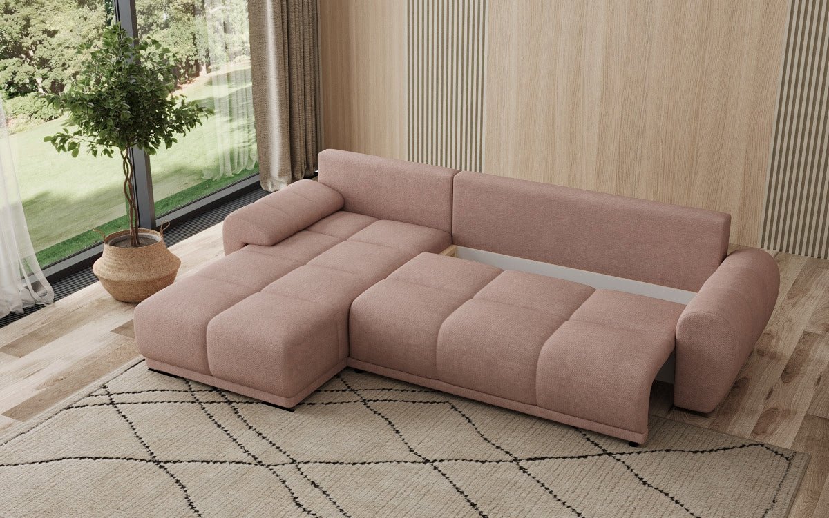 Designer Sofa Leni L mit Schlaf- und Klappfunktion in Stoff