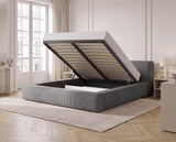 Designer Polsterbett Theo in Cord mit Stauraum – Grau