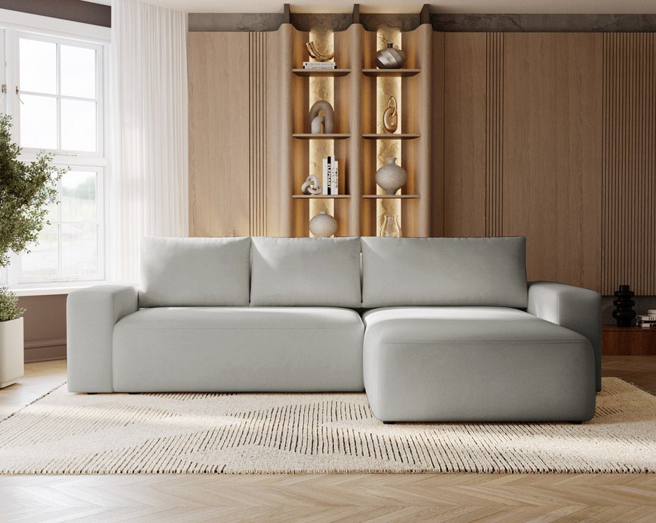 Designer Sofa Celina Samt mit Schlaffunktion und Stauraum