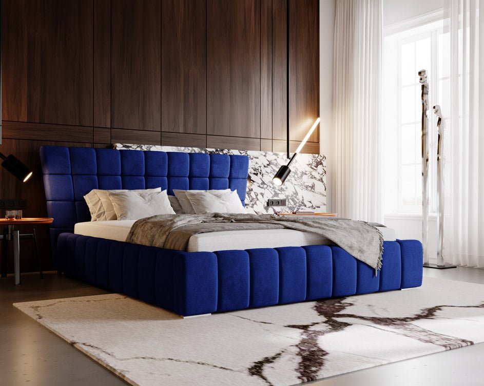 Designer Upholstered Bed Adore in Velvet with Storage
