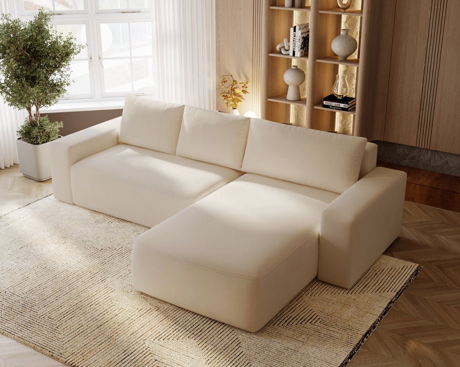 Designer Sofa Celina Samt mit Schlaffunktion und Stauraum