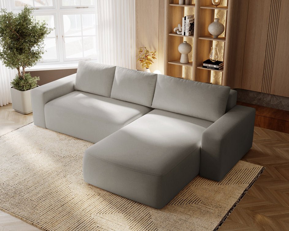 Designer Sofa Celina Samt mit Schlaffunktion und Stauraum