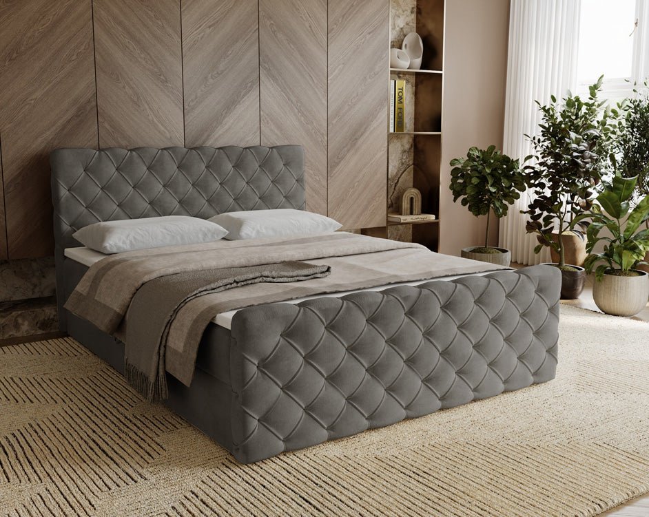 Boxspringbett Chester Samt mit Stauraum