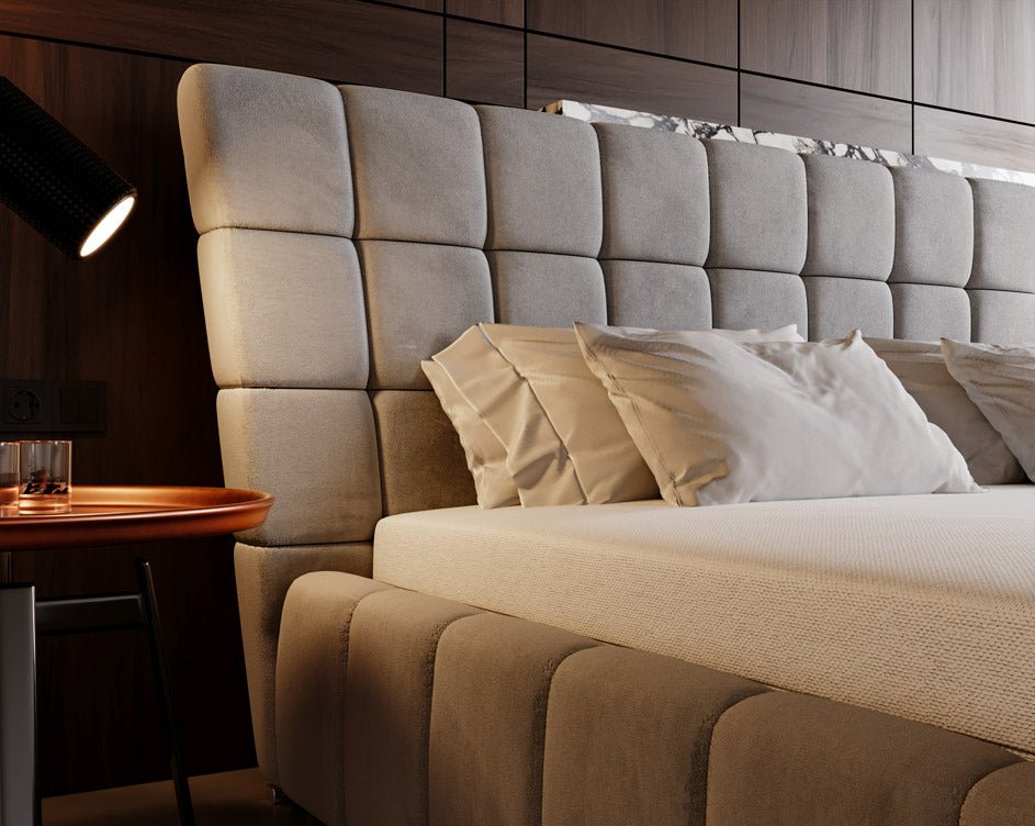 Designer Upholstered Bed Adore in Velvet with Storage
