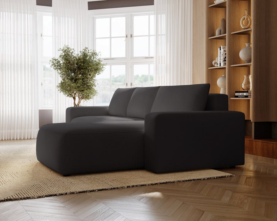 Designer Sofa Celina Samt mit Schlaffunktion und Stauraum