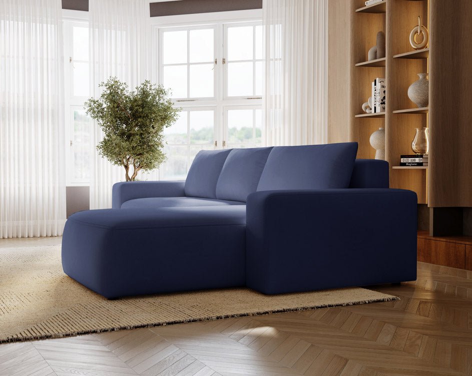 Designer Sofa Celina Samt mit Schlaffunktion und Stauraum
