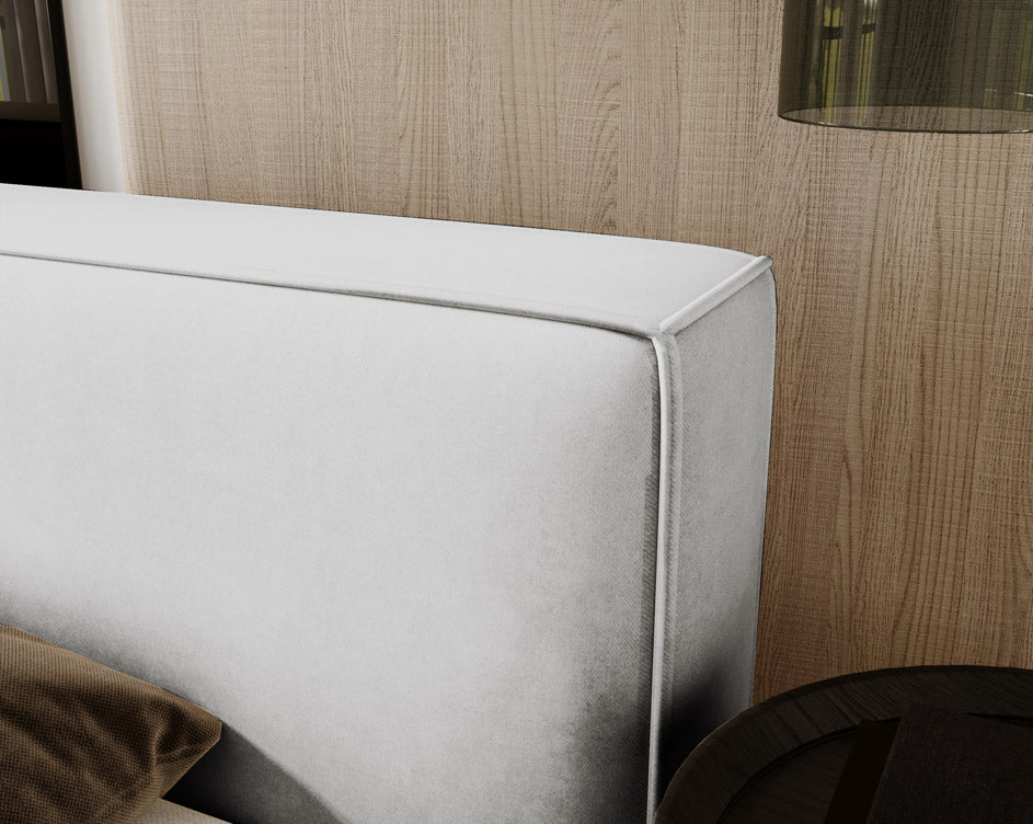 Designer upholstered bed Sleepy in velvet with storage