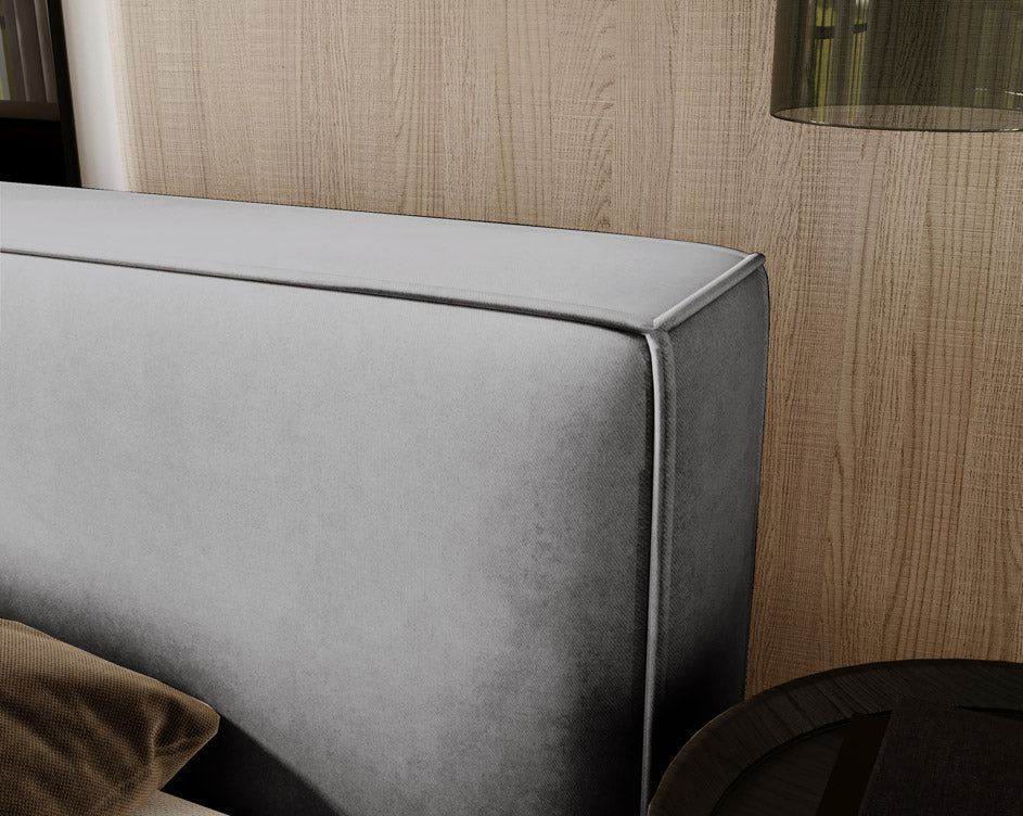 Designer upholstered bed Sleepy in velvet with storage