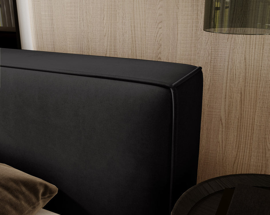 Designer upholstered bed Sleepy in velvet with storage