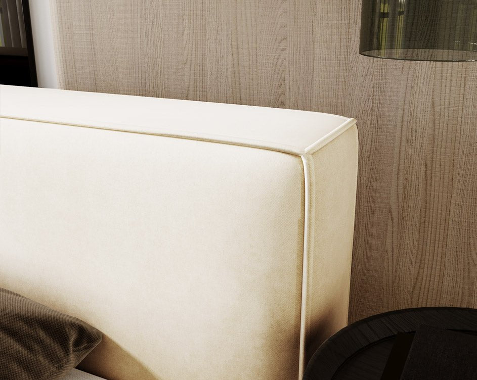 Designer upholstered bed Sleepy in velvet with storage