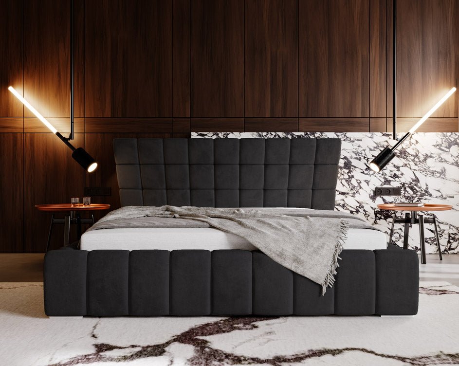 Designer Upholstered Bed Adore in Velvet with Storage