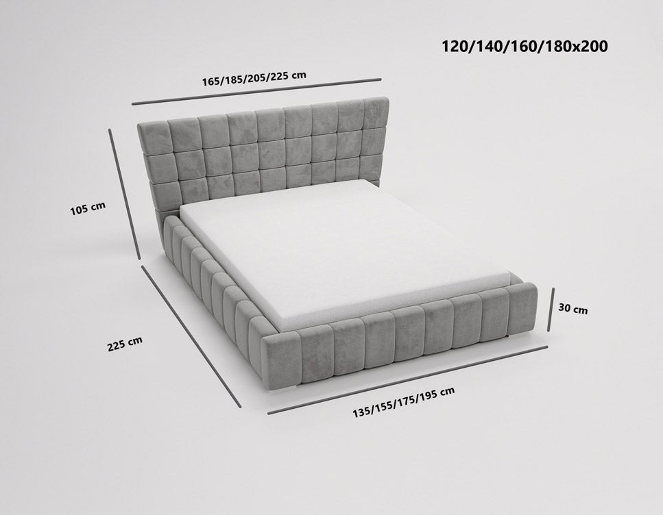 Designer Upholstered Bed Adore in Velvet with Storage