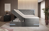 Boxspringbett Carlotta mit LED, Stauraum und USB (Samt) - Luxusbetten24