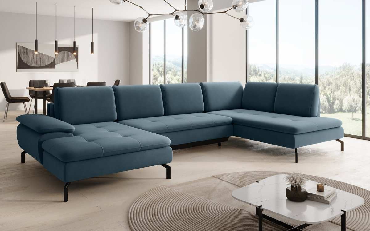 Designer Sofa Verila U mit Schlaf- und Klappfunktion - Luxusbetten24