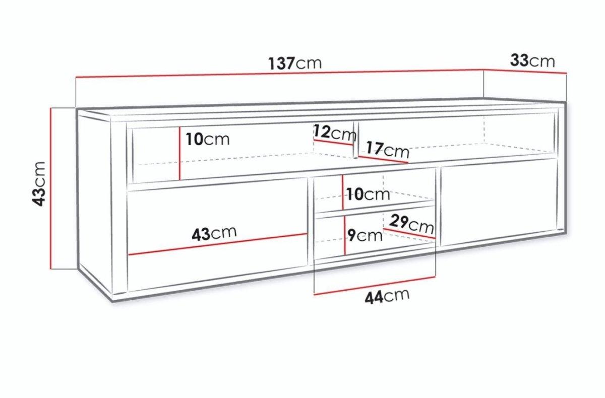 TV-Lowboard Credenza mit LED in Eichenoptik - Luxusbetten24