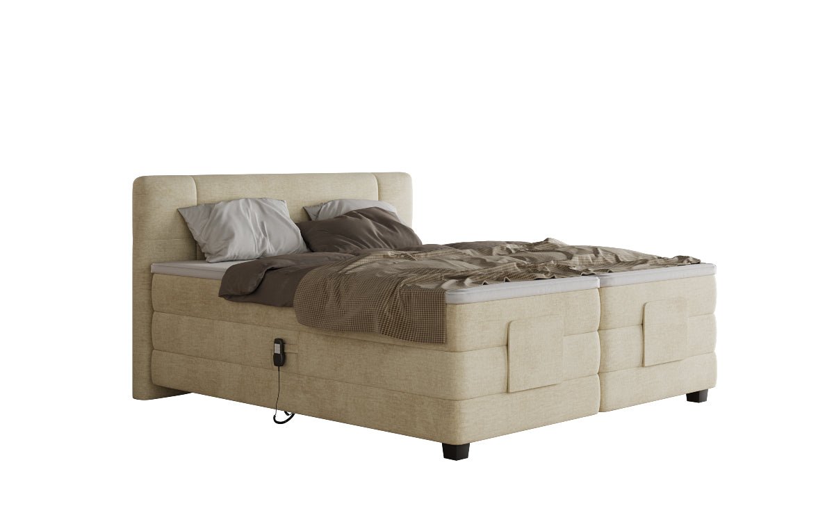 Box spring bed Noela velvet electrically adjustable