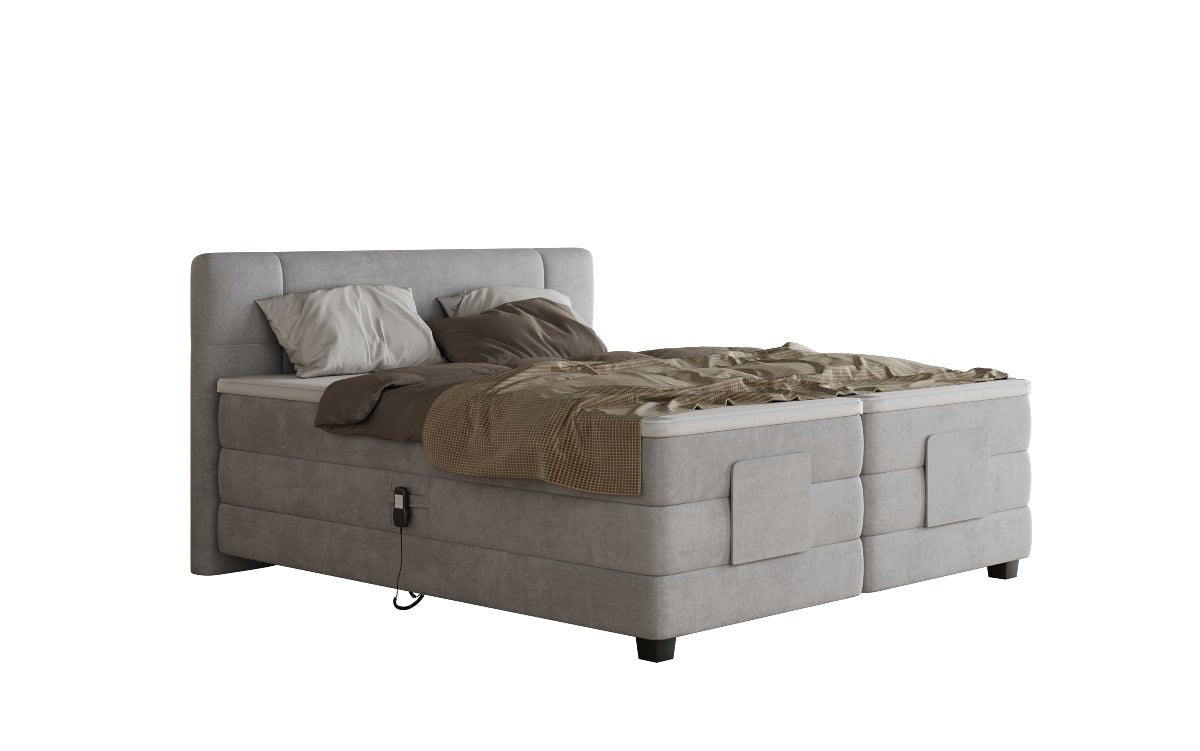 Box spring bed Noela velvet electrically adjustable