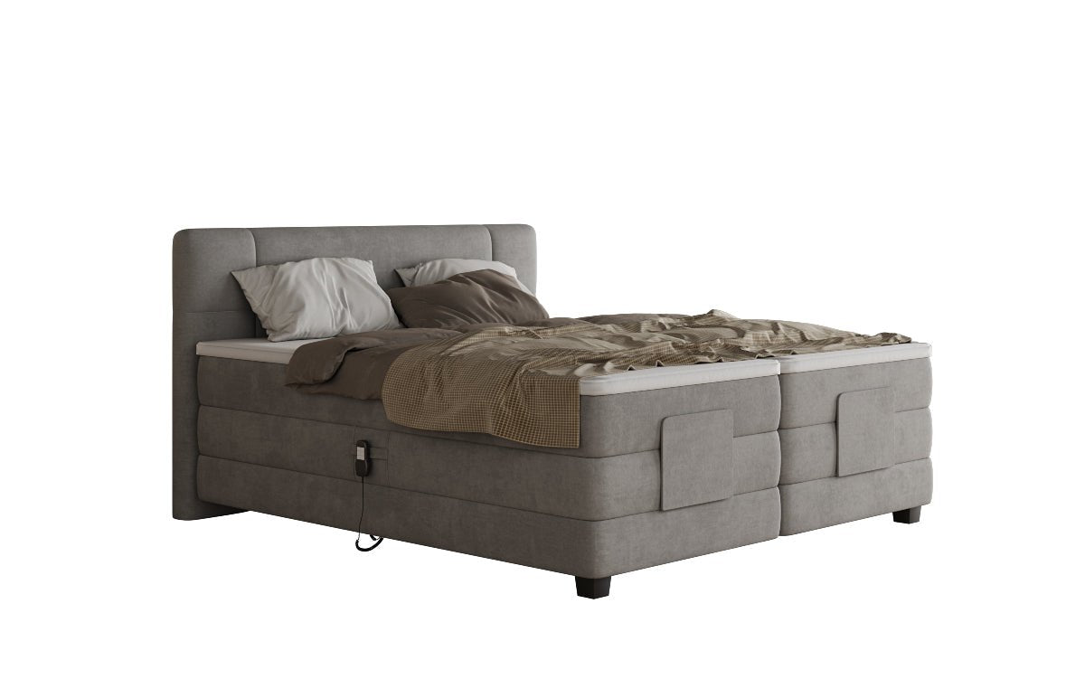 Box spring bed Noela velvet electrically adjustable