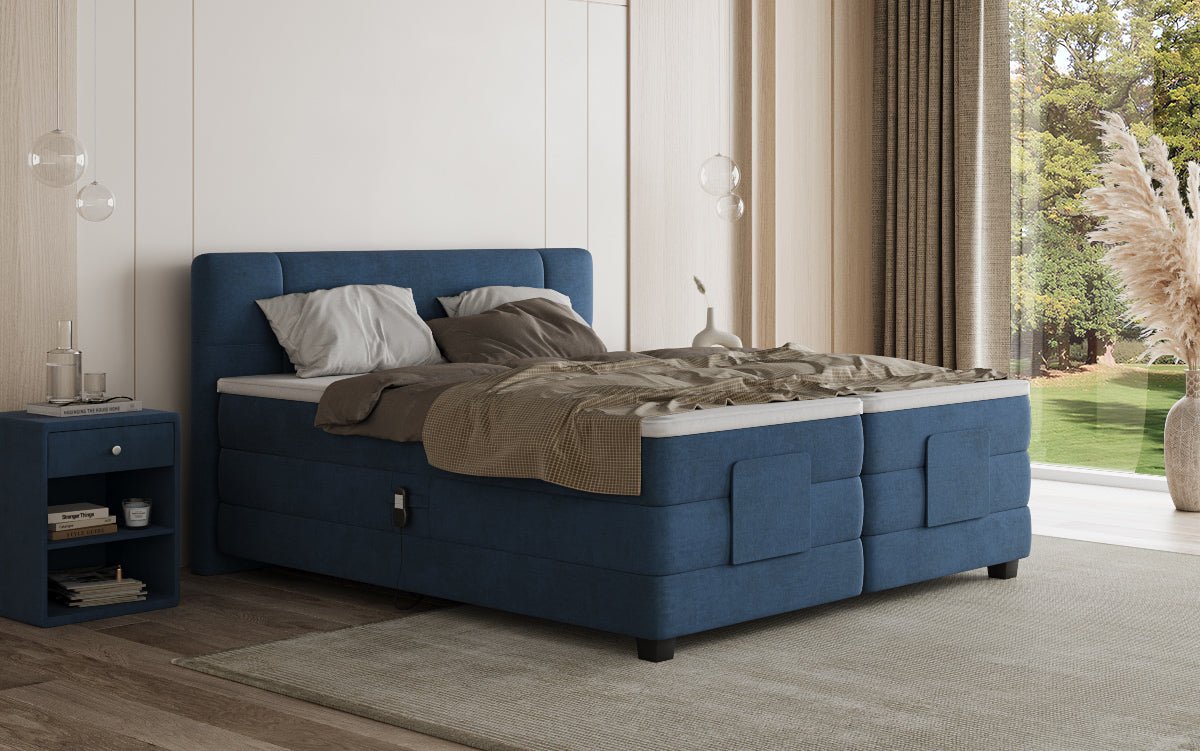 Box spring bed Noela velvet electrically adjustable
