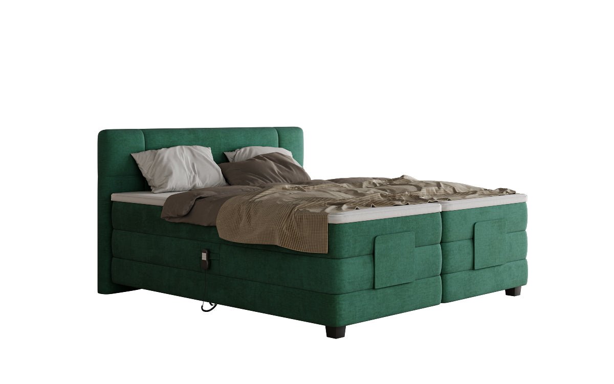 Box spring bed Noela velvet electrically adjustable