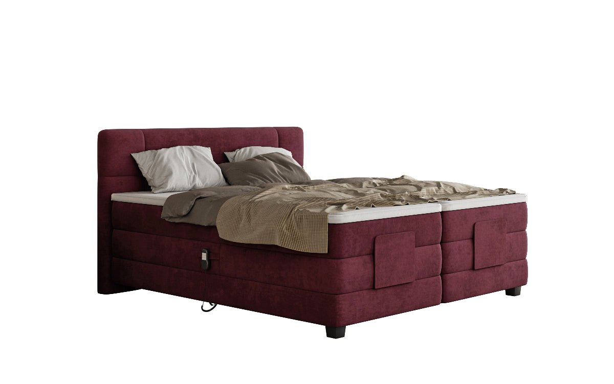 Box spring bed Noela velvet electrically adjustable