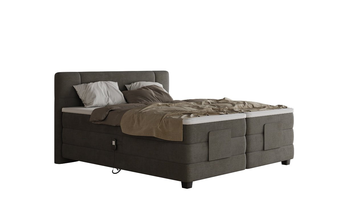 Box spring bed Noela velvet electrically adjustable
