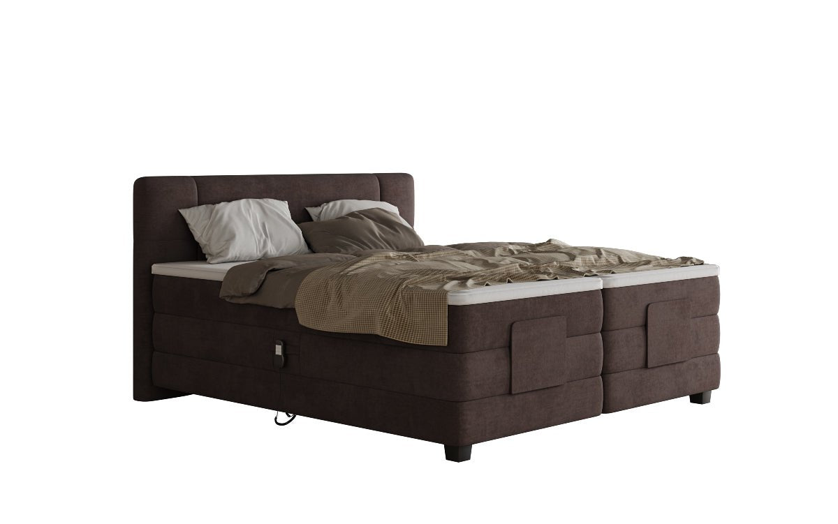 Box spring bed Noela velvet electrically adjustable
